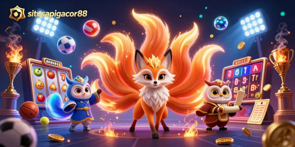 Experience thrilling jackpots and gaming excitement with situsapigacor88's vibrant casino illustration.