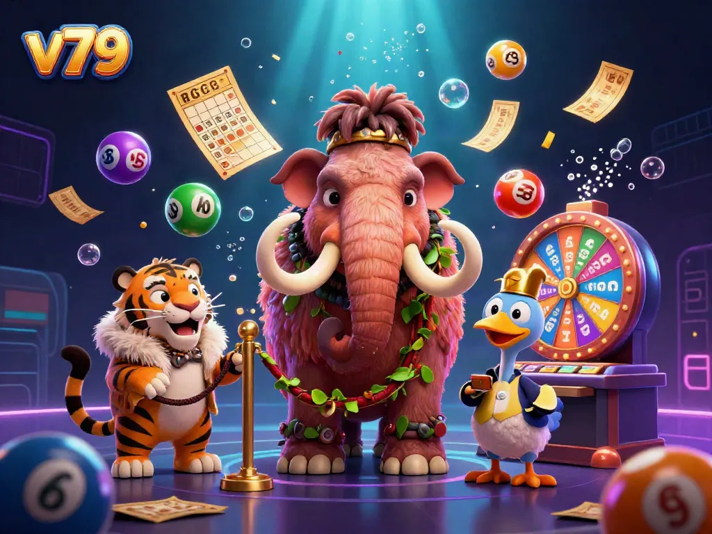 Experience thrilling gaming at v79 with vibrant characters and dynamic lottery elements.