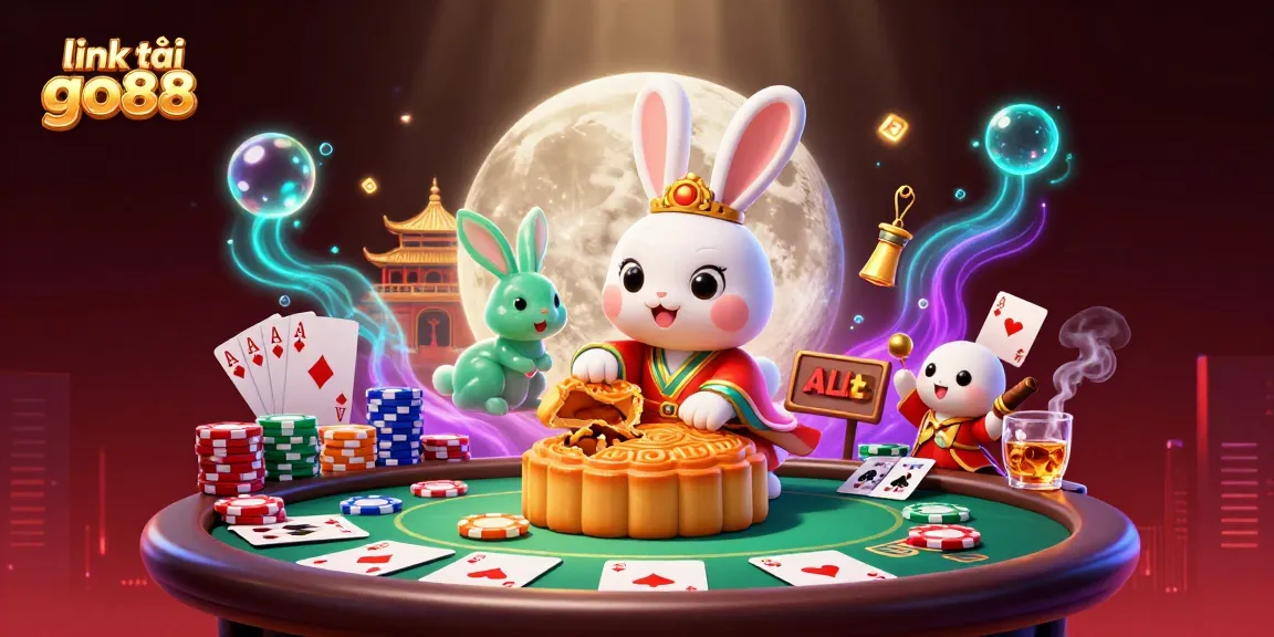 Engage in exciting gameplay with link tải go88, featuring a moon rabbit and poker elements.