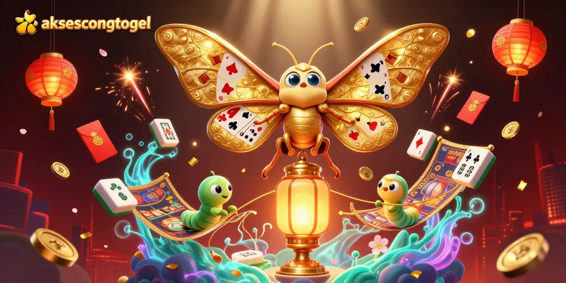 Engage with aksescongtogel's vibrant 3D illustration showcasing casino excitement with golden elements.