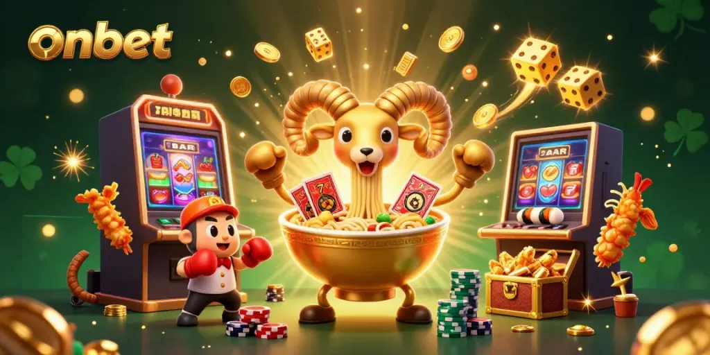 Experience the exciting jackpots at onbet with vibrant slot machines and unique characters.
