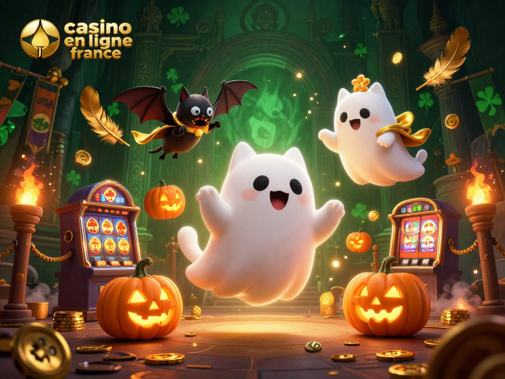 Profitez d'une expérience immersive dans un casino en ligne France avec un chat fantôme et un vampire bat.