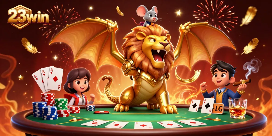 Experience the thrilling action at 23win with a triumphant chimera and poker elements.