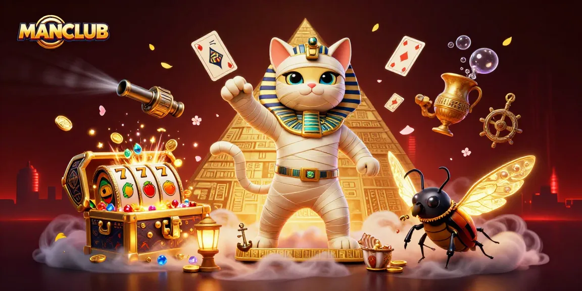 Join the gaming excitement at MANCLUB with an Egyptian cat hustling for high slots payouts!