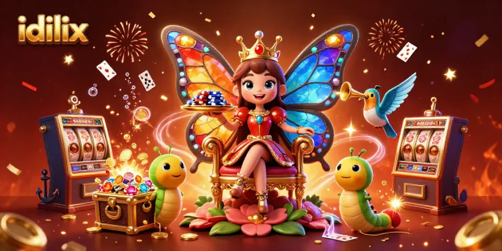 Experience thrilling gameplay with idlix featuring a vibrant casino scene full of colorful chips and golden treasures.