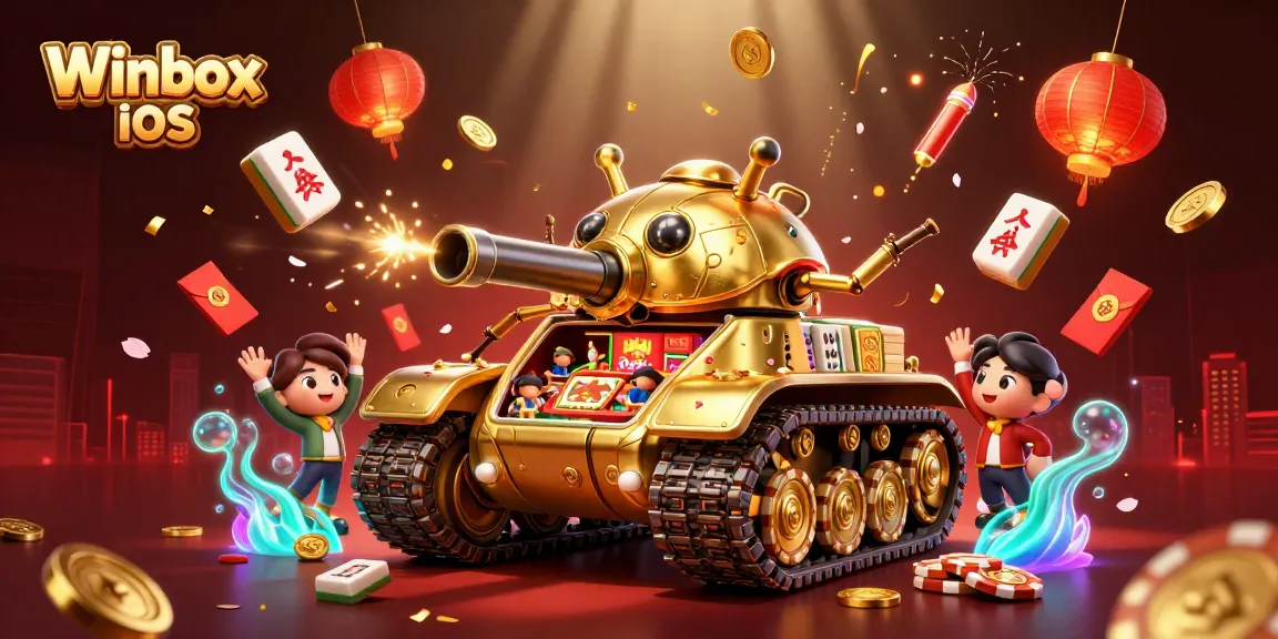 Discover the Winbox iOS app with immersive casino elements in a vibrant illustration.