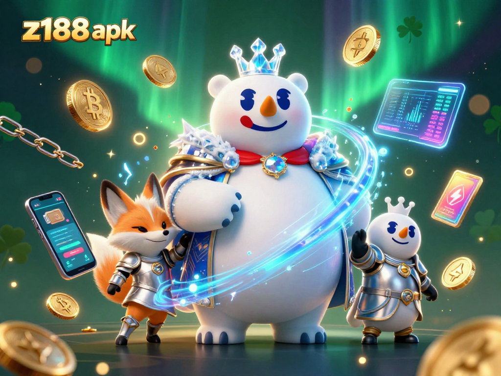 Experience gaming excitement with z188 apk showcasing crypto features and vibrant characters.