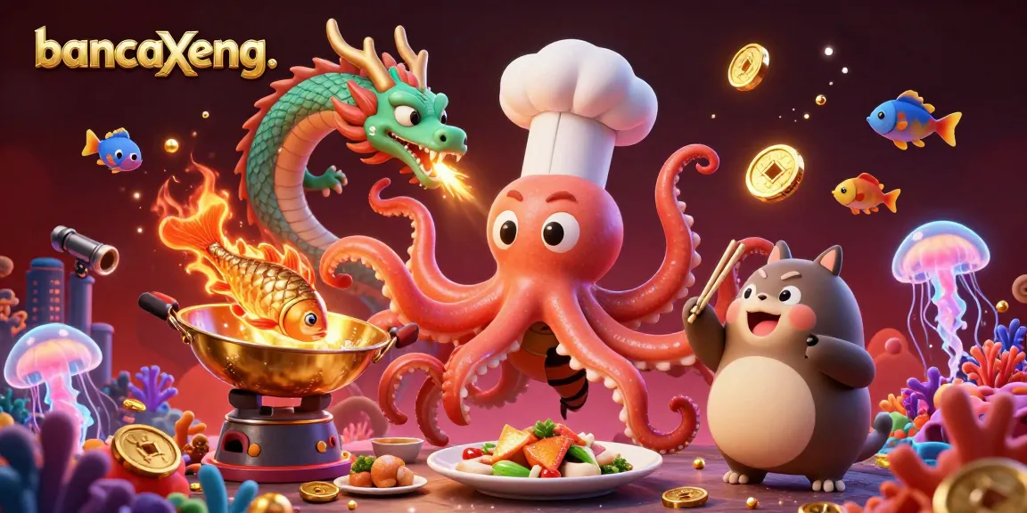 Experience the excitement of bancaxeng as vibrant sea creatures join an octopus chef in a fish shooting game!