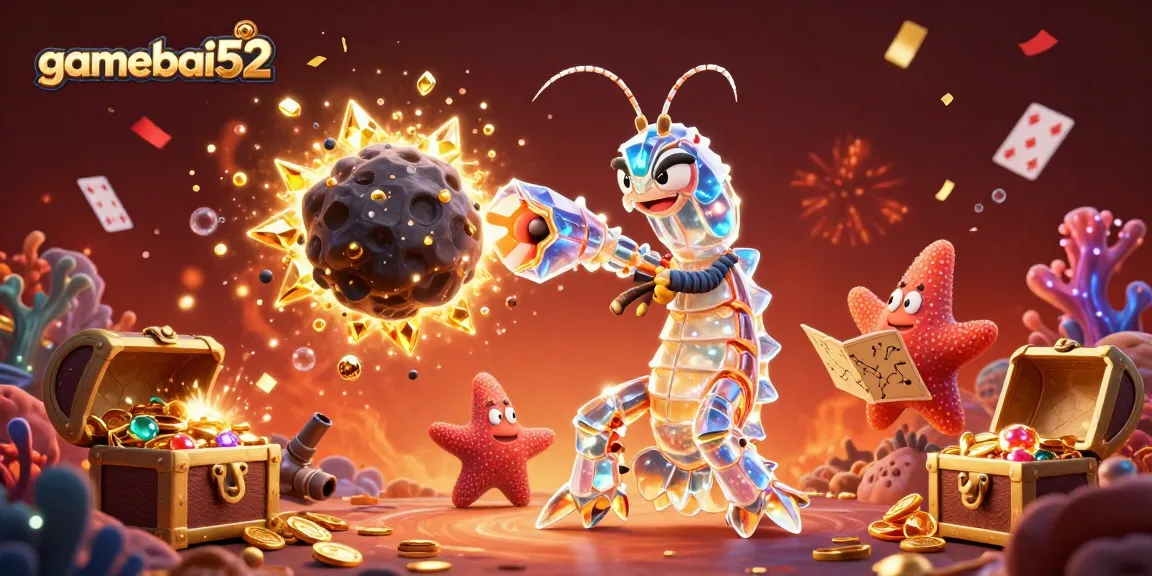 gamebai52 showcases galactic samurai mantis shrimp and starfish in a vibrant casino scene bursting with excitement.
