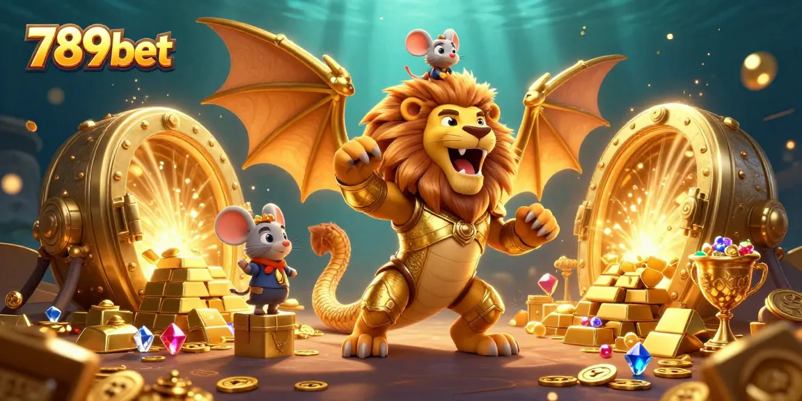Experience thrilling casino victories with 789bet in this dynamic 3D illustration featuring a victorious chimera.