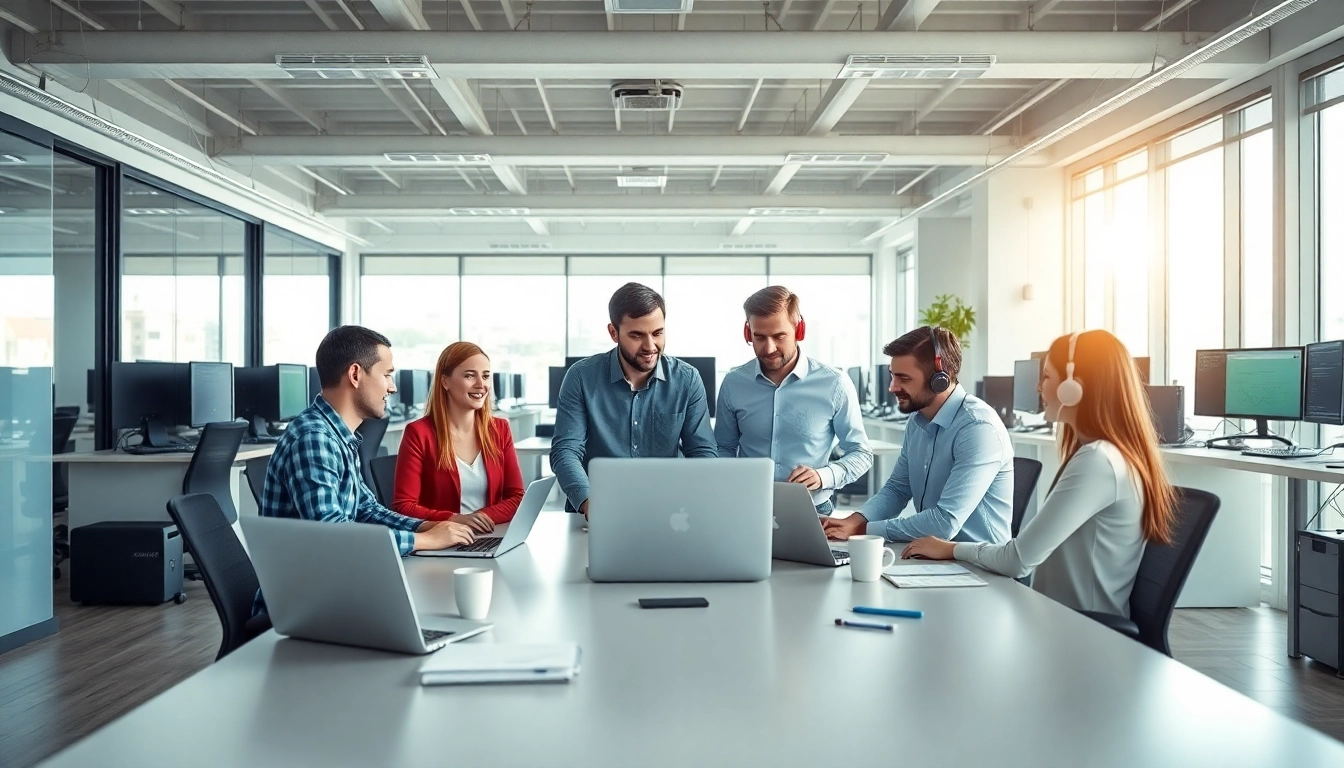 Enhance business it support collaboration with a professional team in a modern office setting.